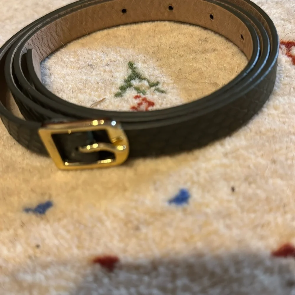 J crew leather skinny army green snake skin textured belt nwot - Picture 4 of 5